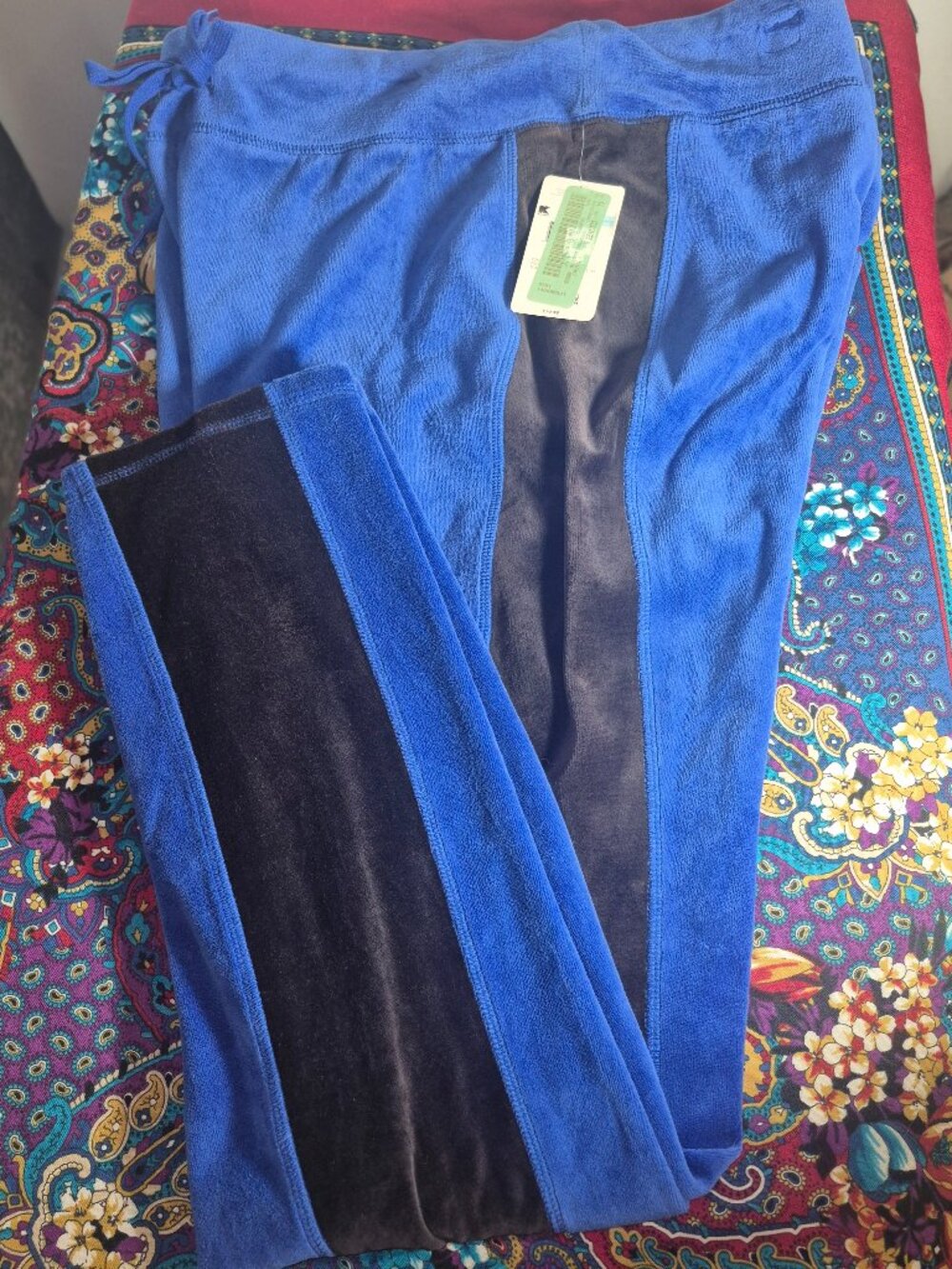 Everlast velour athletic casual pants w/ drawstring, Blue and Black size XL